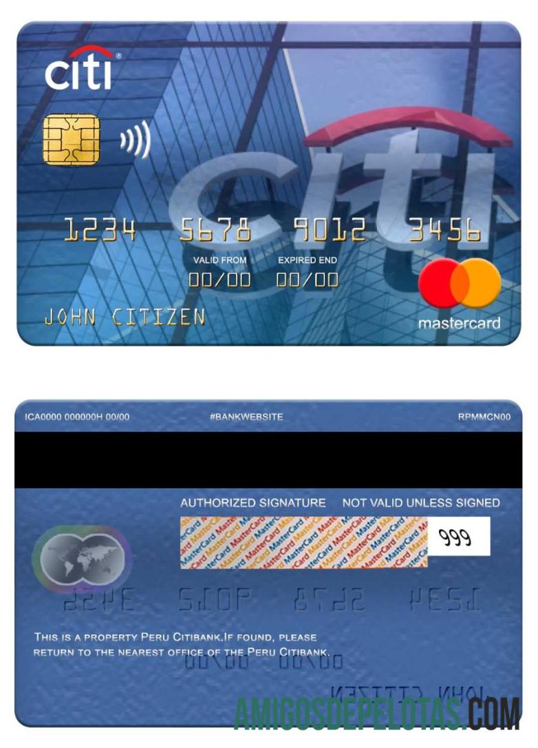 Peru Citibank Mastercard template